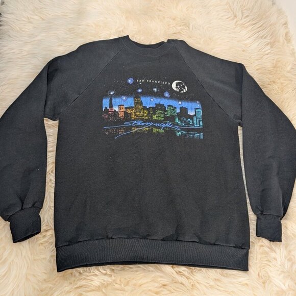 Jerzees Men's Black San Francisco Starry Nights Graphics Sweatshirt Size XL - Picture 1 of 6